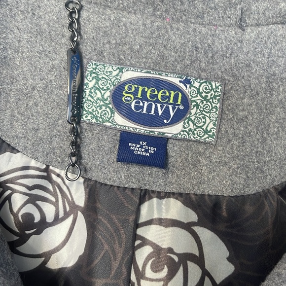 Shawl Collar Grey Studded Belt Peacoat 1X - Picture 3 of 8